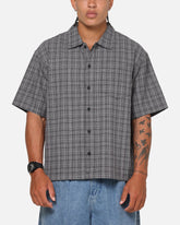 Carre Plaid Button Up Shirt Black-Plaid