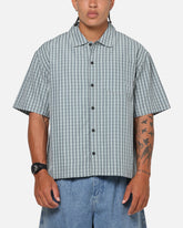 Carre Plaid Button Up Shirt Green-Plaid